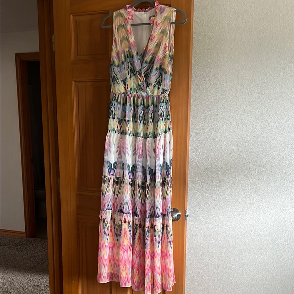 NWT Danny and Nicole sleeveless multicolor maxi dress size 6